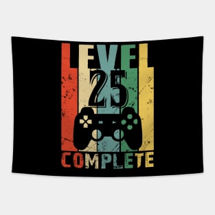 Vintage 25th Wedding Anniversary Level 25 Complete Funny Video Gamer Birthday Gift Ideas Tapestry