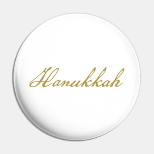 Hanukkah Gold Script Typography Pin