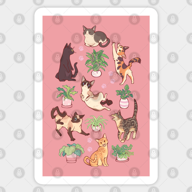 Cozy michis in pink - Cat - Sticker