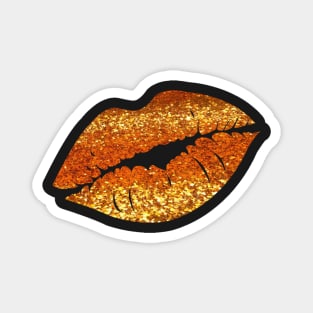 Golden Orange Ombre Faux Glitter Lips Magnet