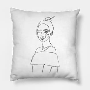 Female abstract one line art Pillow