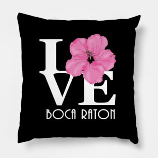 LOVE Boca Raton Hibiscus Pillow