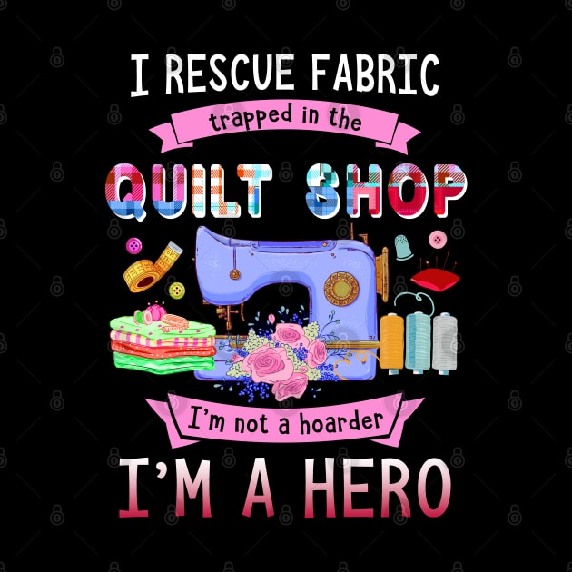 Funny I Rescue Fabric Quilt Hero by White Martian