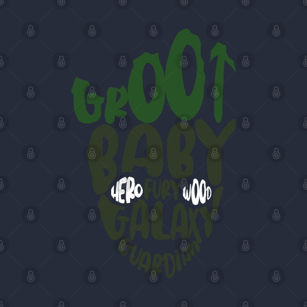 Typographic Baby Groot by CurlyLamb