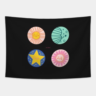 Sun + Moon+ Star + Flower Sticker Set Tapestry