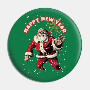 Happy New Year  Mad Santa Pin