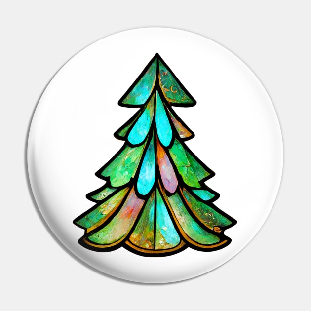 Art Nouveau Style Stained Glass Christmas Tree Pin by Journey2JoyCreations