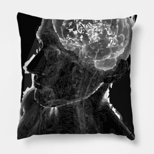 human brain, grey Pillow