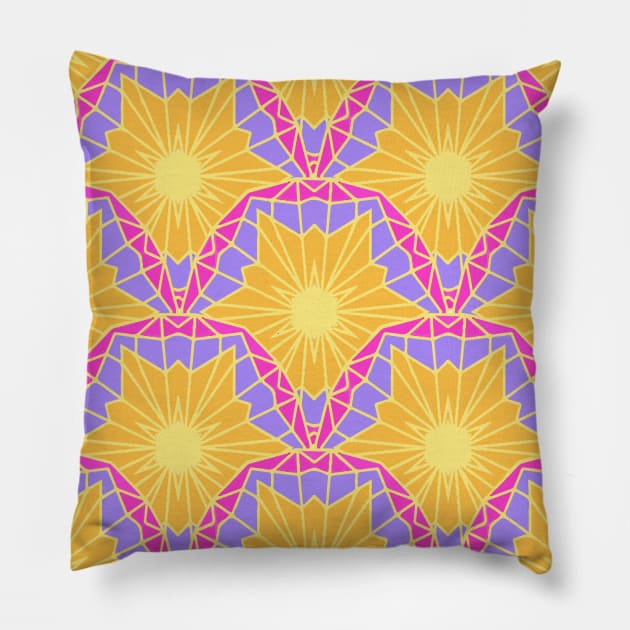 Purple & Yellow Starburst Scales Pillow by tanyadraws