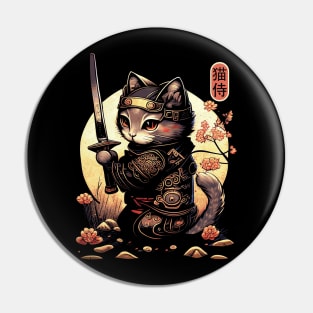 Samurai Cat Tattoo, Kawaii Ninja Cat Pin