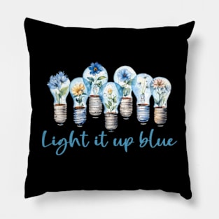 Autism Light It Up Blue Flower Pillow