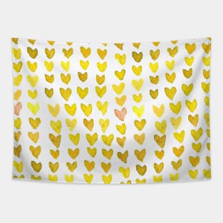 Brush stroke hearts - yellow Tapestry