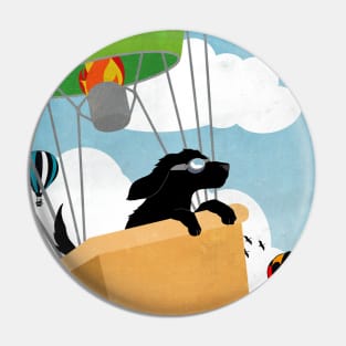 Black Retriever Puppy Hot Air Balloon Festival Pin