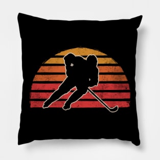 Retro Vintage Ice Hockey Silhouette Gift For Skater Pillow