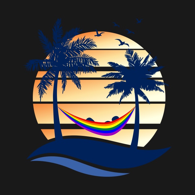 LGBTQ Pride Hammock Summer Beach Sunset by wheedesign