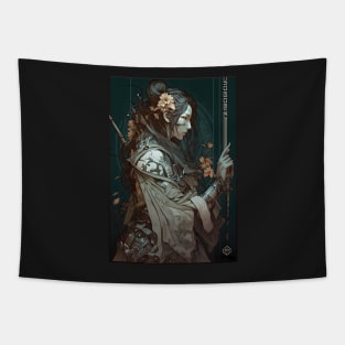 Art Nouveau Futuristic Female Ninja Samurai Tapestry