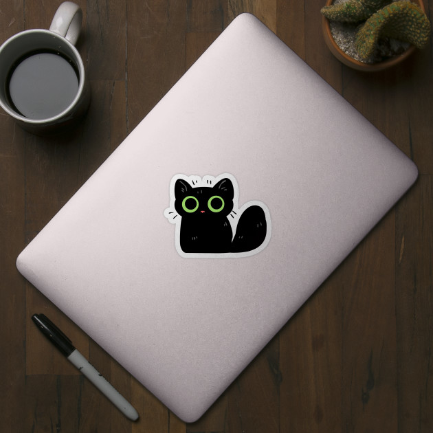 Cute Lil Black Cat - Black Cat - Sticker