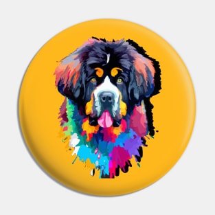 Cute Newfoundland Dog Watercolor Pin