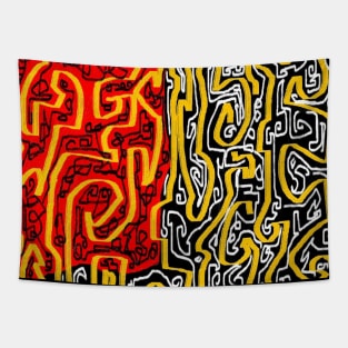 Laberinto red black Tapestry