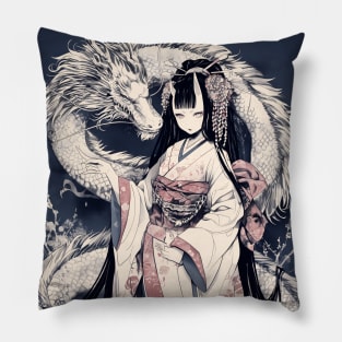 Geisha and Dragon 7818 Pillow
