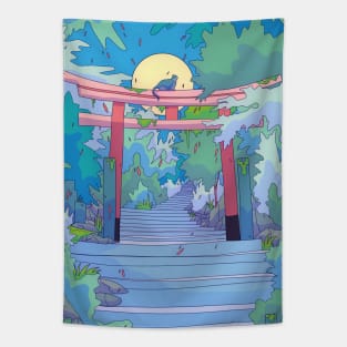 The cat and the Torii gate Tapestry