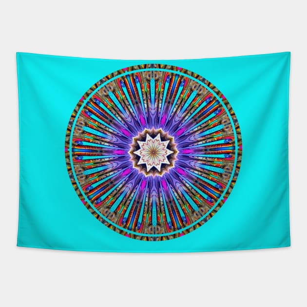 Trippy Colorful Floral Mandala Design Tapestry by SpotterArt