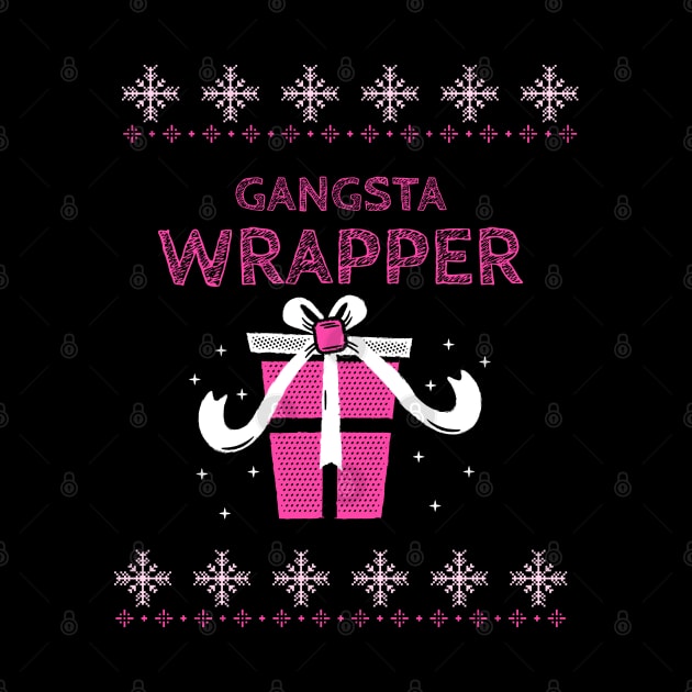 Gangsta Wrapper Snowflake Pink Christmas Present with White Bow by MyVictory