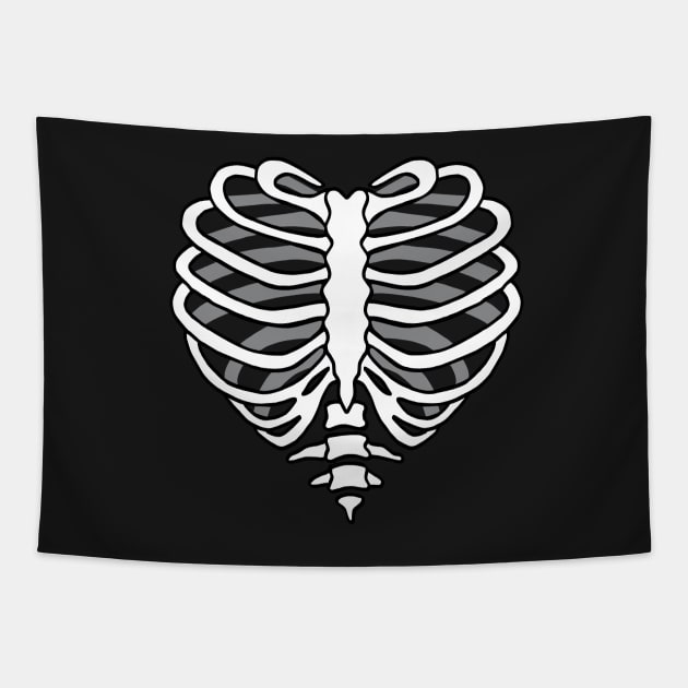 Skeleton rib cage heart Tapestry by beakraus