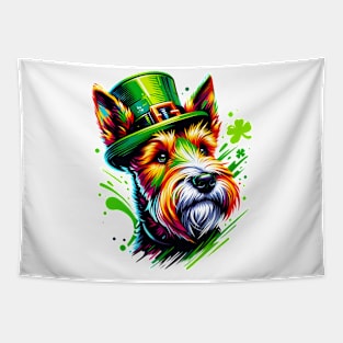 Welsh Terrier in Leprechaun Hat for St Patrick's Day Tapestry