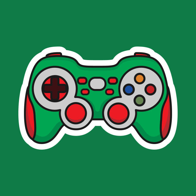 Joystick Controller and Game Pad Stick Sticker vector illustration. Sports and technology gaming objects icon concept. Video game controller or game console sticker logo design with shadow. by AlviStudio