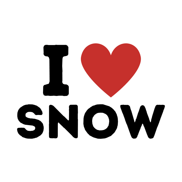 I Love Snow Simple Heart Design by Word Minimalism