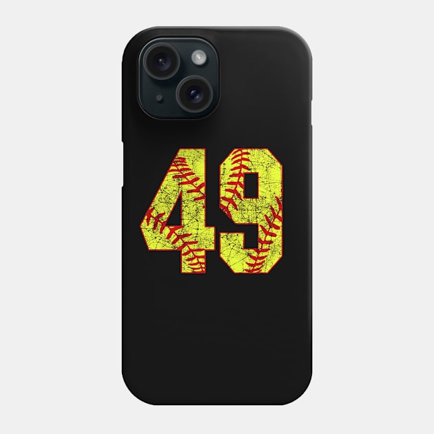 Fastpitch Softball Number 49 #49 Softball Shirt Jersey Uniform Favorite Player Biggest Fan Phone Case by TeeCreations