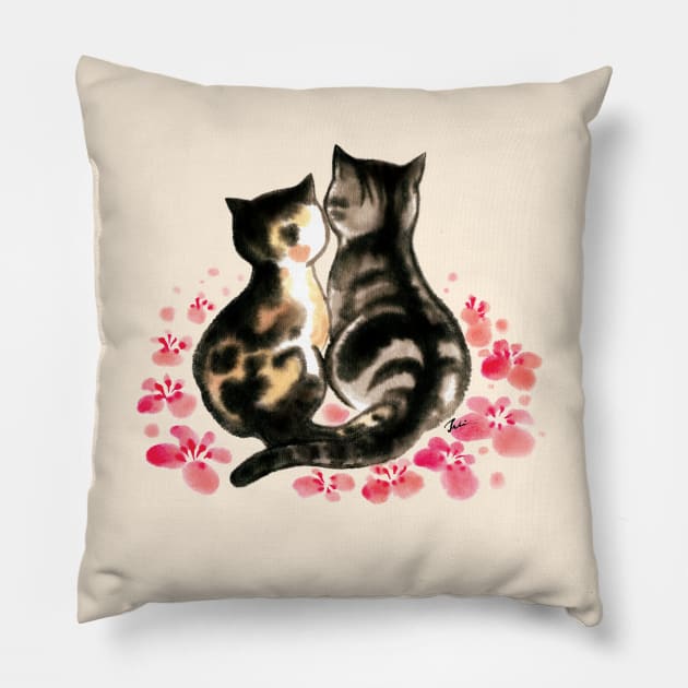 Cats couple Pillow by juliewu