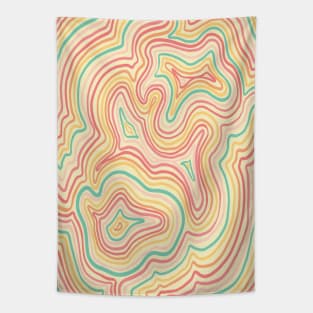 Pastel Psychedelic Wavy Lines Tapestry