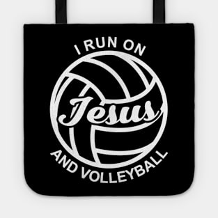 I Run On Jesus And Volleyball Tote