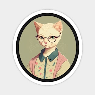 Preppy Girl Cat 1 Magnet