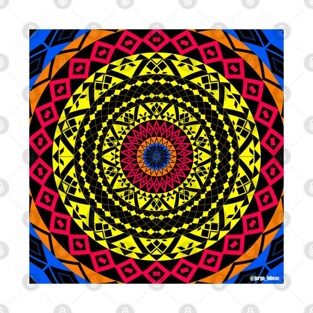 circle of life ecopop mandala pattern art in maya illustration by jorge_lebeau