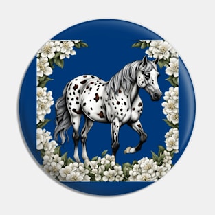 Cartoon Tattoo Art Of Appaloosa With Syringa Flowers Pin