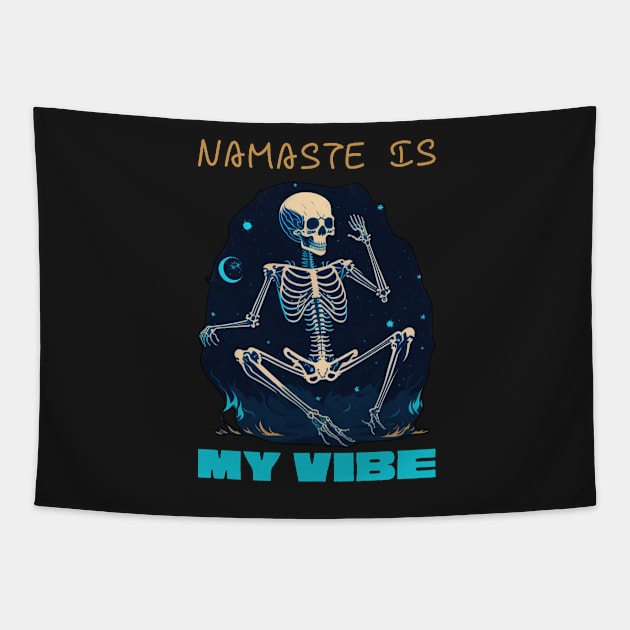 Cute Skeleton Yoga Tapestry by masterpiecesai