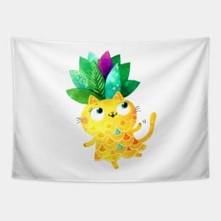 Pineapple cat Tapestry