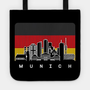 Munich Germany Skyline German Flag Tote