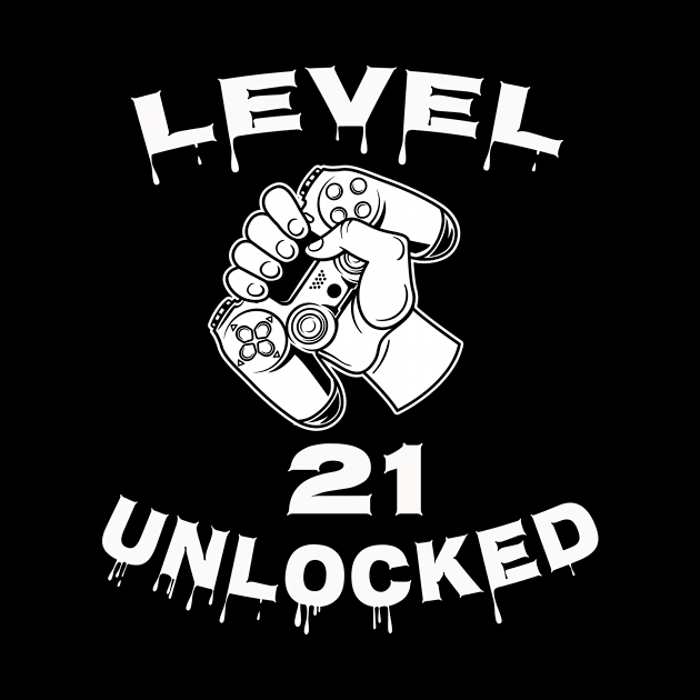 Level 21 Unlocked - Funny Mens 21st Birthday Gamer by Happysphinx