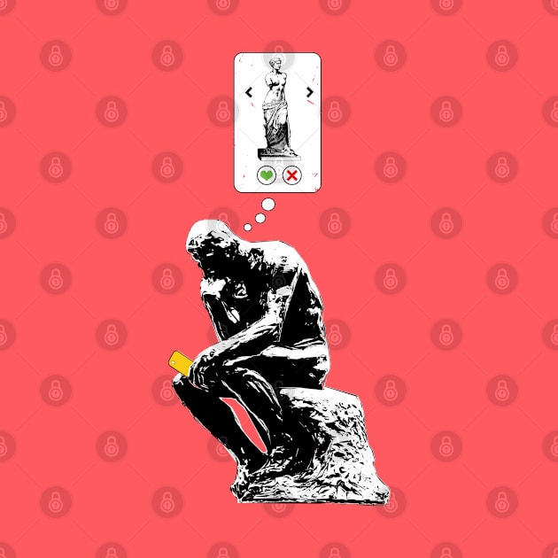 Rodin Thinker Statue Dating App for Art History Geek by atomguy