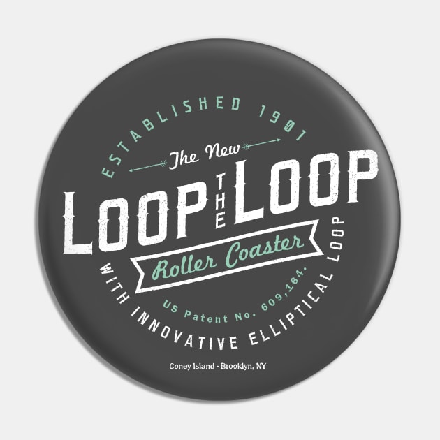 Loop the Loop - Classic Roller Coaster Merch Pin by emmjott