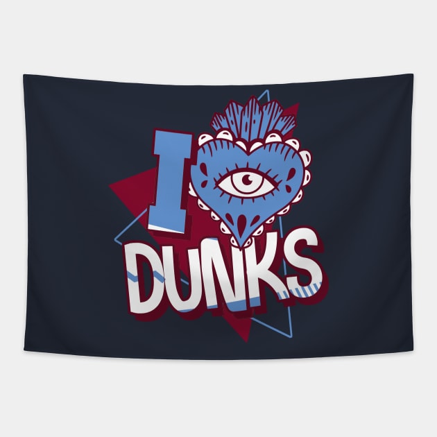 I Love Dunks Valour Blue Team Maroon Tapestry by funandgames