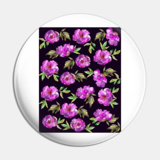 Peonies Flowers Watercolor Ink Cute dark purple Pin