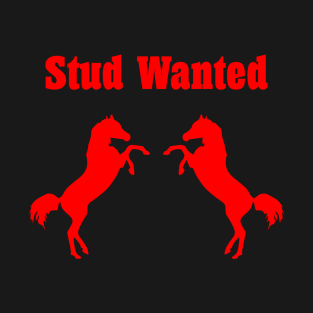 Stud Wanted Two Stallion Horses Dark Monotone T-Shirt