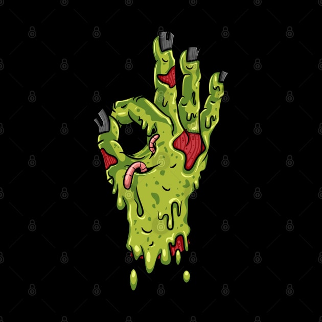 Zombie Hand Threes Sign Gesture Funny Basketball Points Gift by teeleoshirts