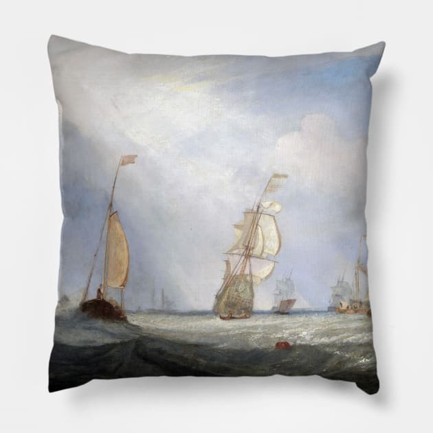 High Resolution William Turner Helvoetsluys Ships Going out to Sea 1832 Pillow by tiokvadrat