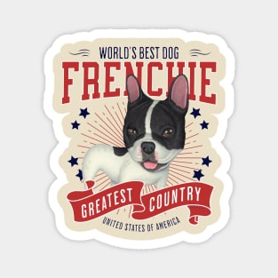 Black & White French Bulldog USA Magnet